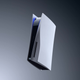 A PlayStation 5 floats in the air.